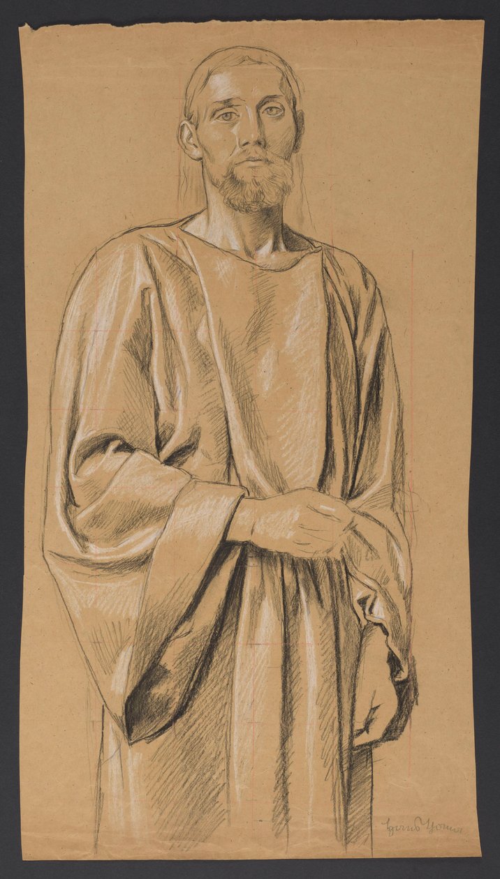 Christus stehend dargestellt, en face von Hans Thoma