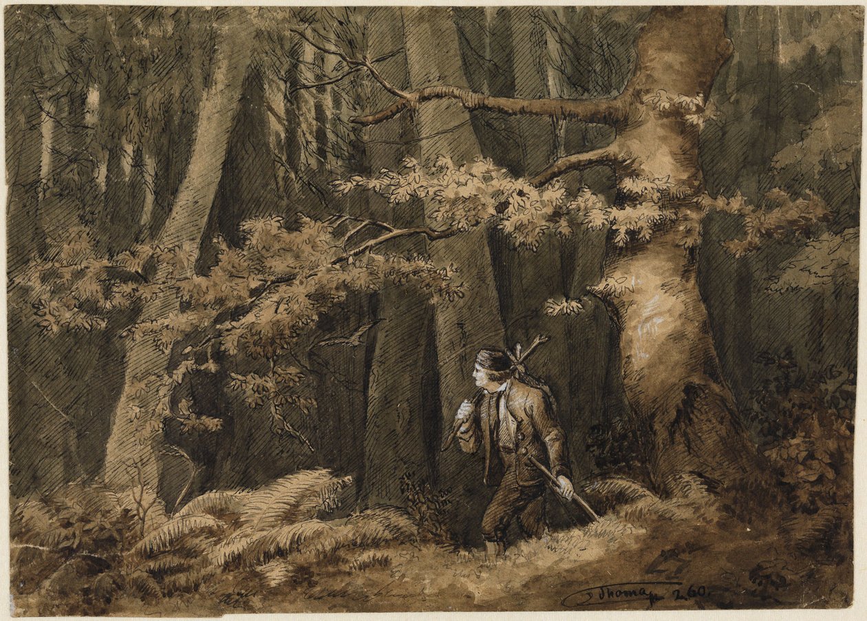 Der Jäger im Wald von Hans Thoma