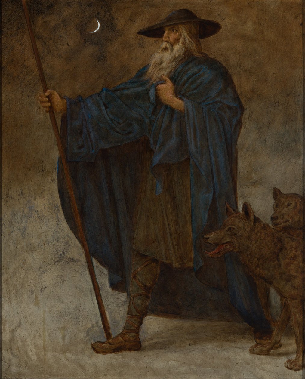 Dezember (Wotan mit Wölfen) von Hans Thoma