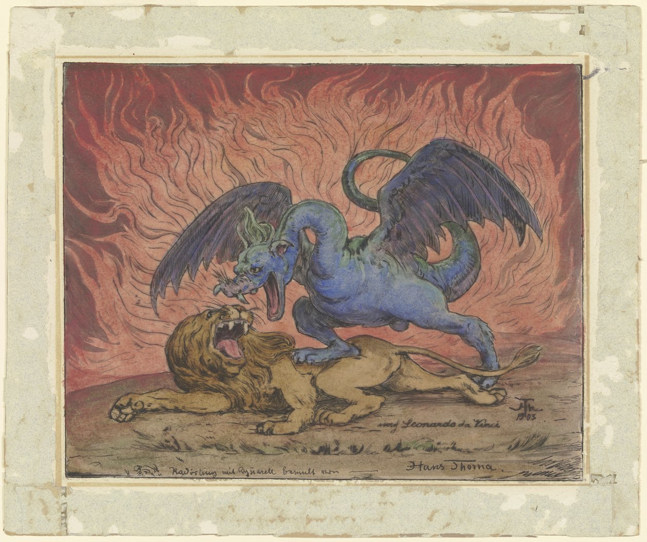 Drache und Löwe von Hans Thoma