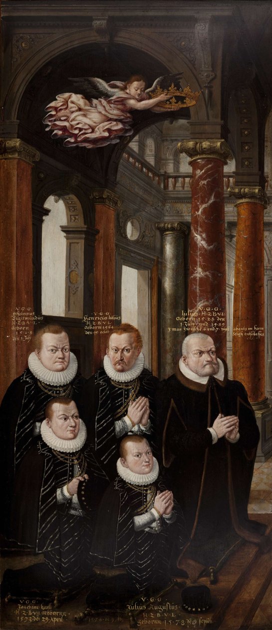 Die Familie von Julius von Braunschweig-Lüneburg und Hedwig von Brandenburg von Hans Vredeman de Vries