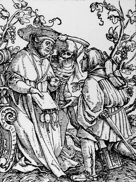 Tod und der Kardinal, aus Der Totentanz, graviert von Hans Lutzelburger, ca. 1538 von Hans after Holbein the Younger