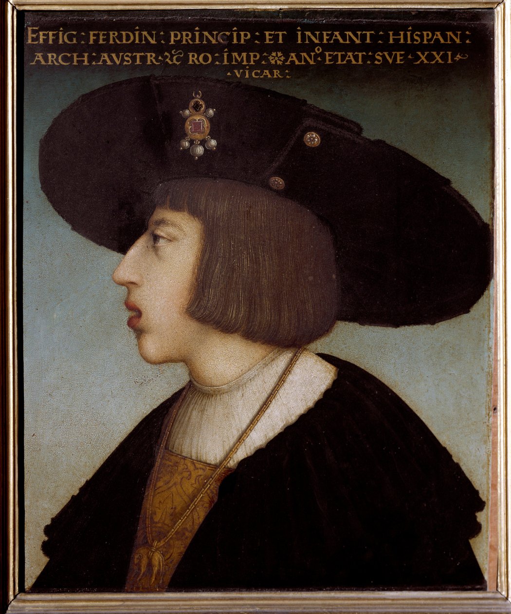 Porträt von Ferdinand I., Heiliger Römischer Kaiser und König von Böhmen und Ungarn, im Alter von 21 Jahren (mit dem Orden vom Goldenen Vlies) von Hans or Johan Maler
