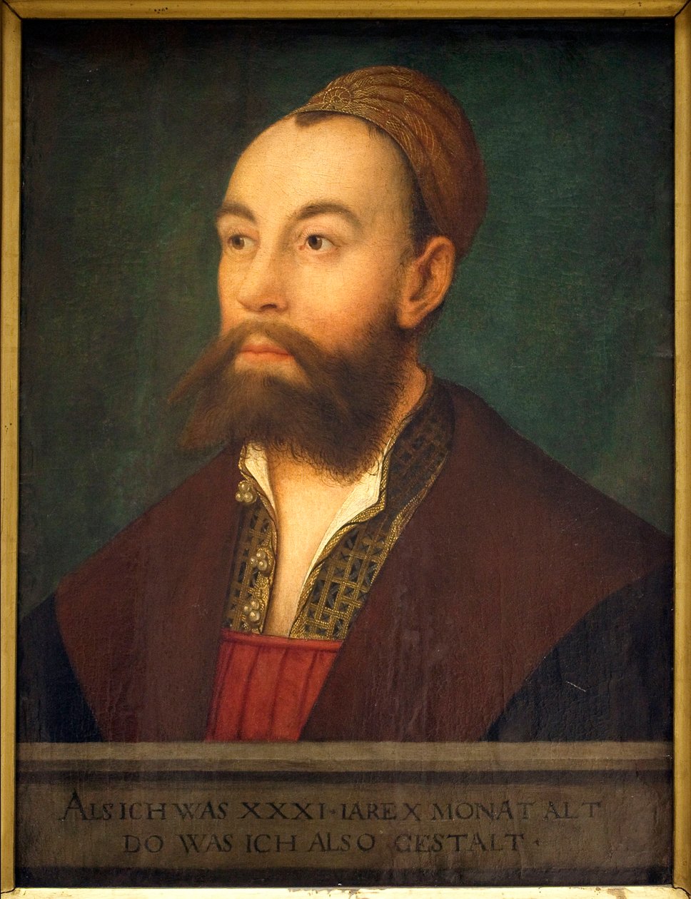 Porträt des Bankiers Anton Fugger (1493-1560) (im Text: dargestellt, wie er im Alter von 31 Jahren und 10 Monaten war) - Gemälde von Hans Maler genannt de Schwaz (1480-1526 oder 1529), Öl auf Leinwand, um 1525 - Deutsche Kunst des 16. Jahrhunderts - Musée  von Hans or Johan Maler