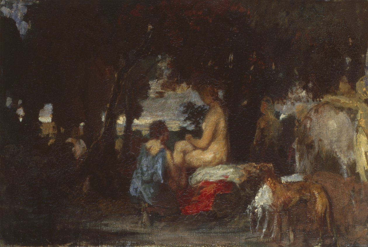 Das Bad der Diana, eine Studie für Die Ruhe der Diana, 1863 von Hans von Marées