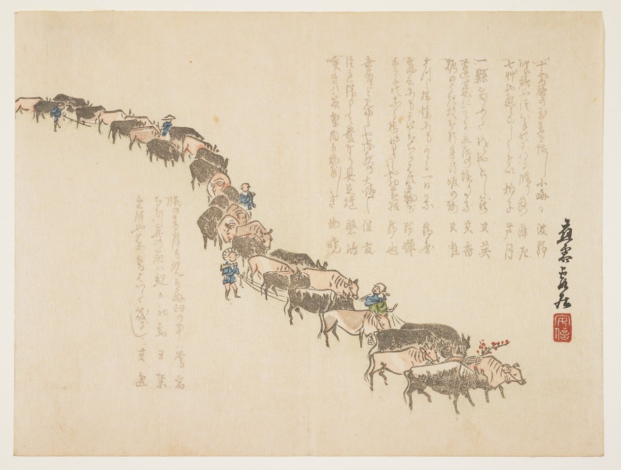 (Prozession der Ochsen), Januar 1865 von Hanzan Matsukawa