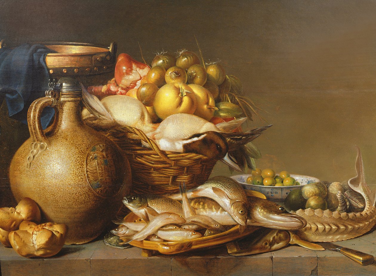 Stillleben mit Fisch und anderen Lebensmitteln von Harmen van Steenwyck