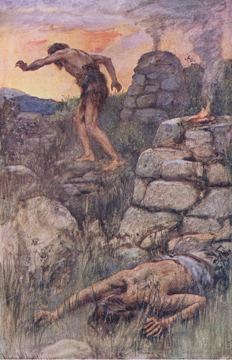 Kain und Abel, Illustration aus Bilder, die lehren Die Kronenserie, 1920 von Harold Copping