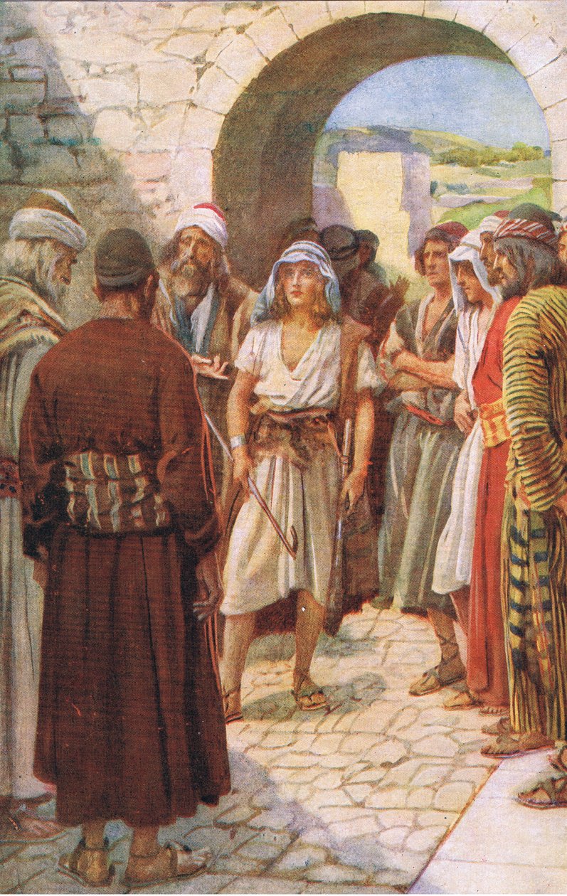 David vor Samuel gerufen, Illustration aus Bilder, die lehren Die Kronenserie, 1920 von Harold Copping