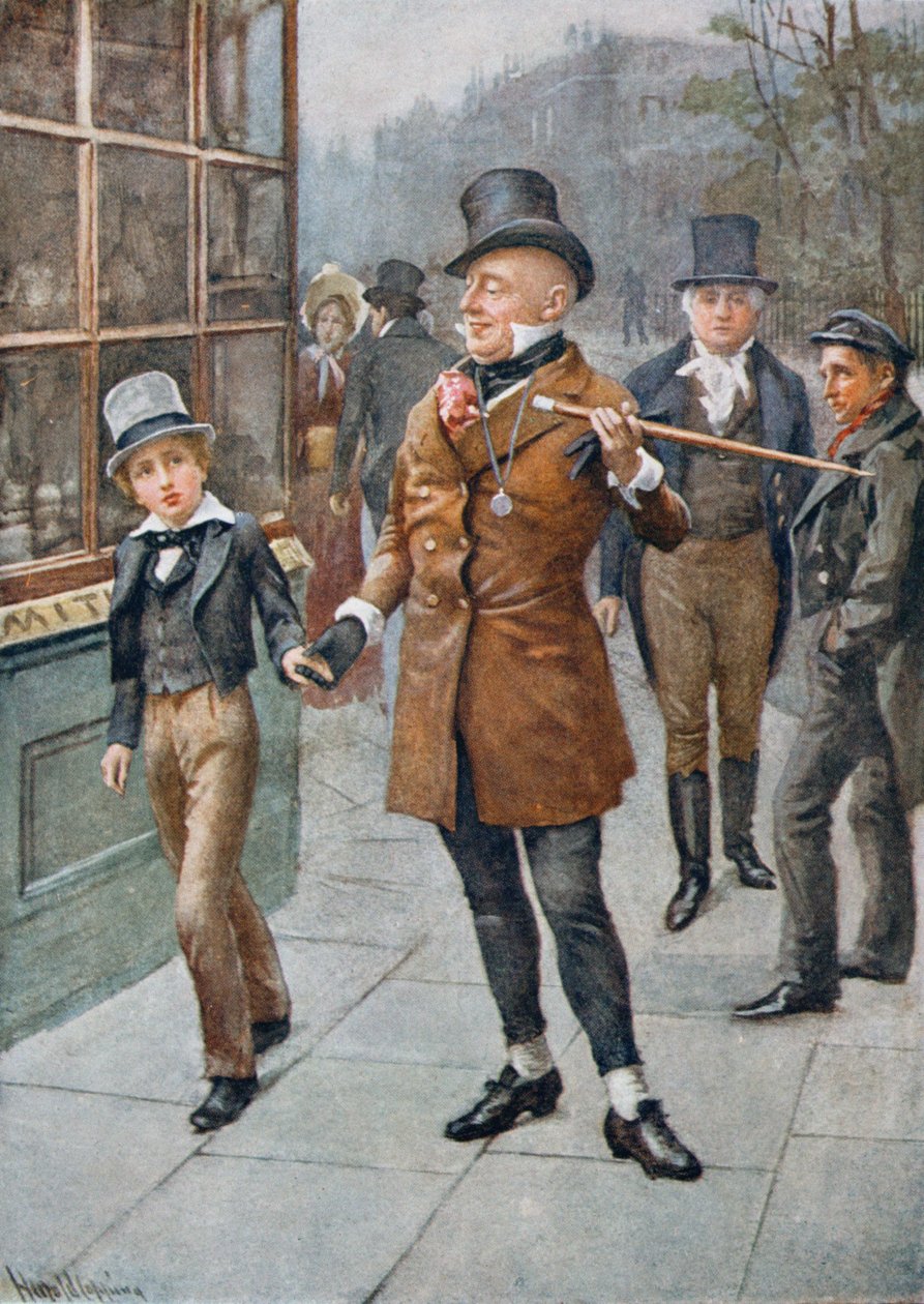 Mr. Micawber führt David nach Hause, Illustration aus 