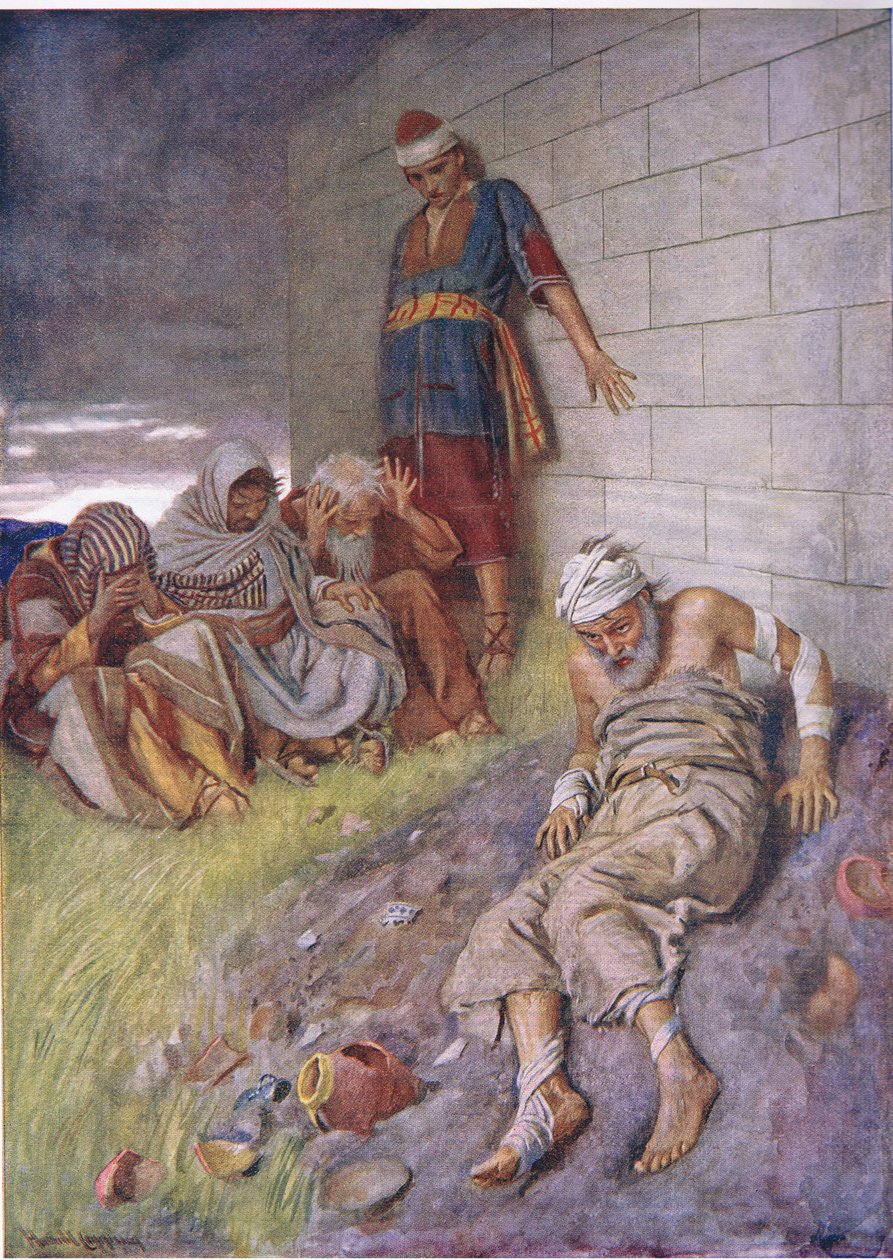Die Geduld Hiobs, Illustration aus Pictures That Teach The Crown Series, 1920 von Harold Copping