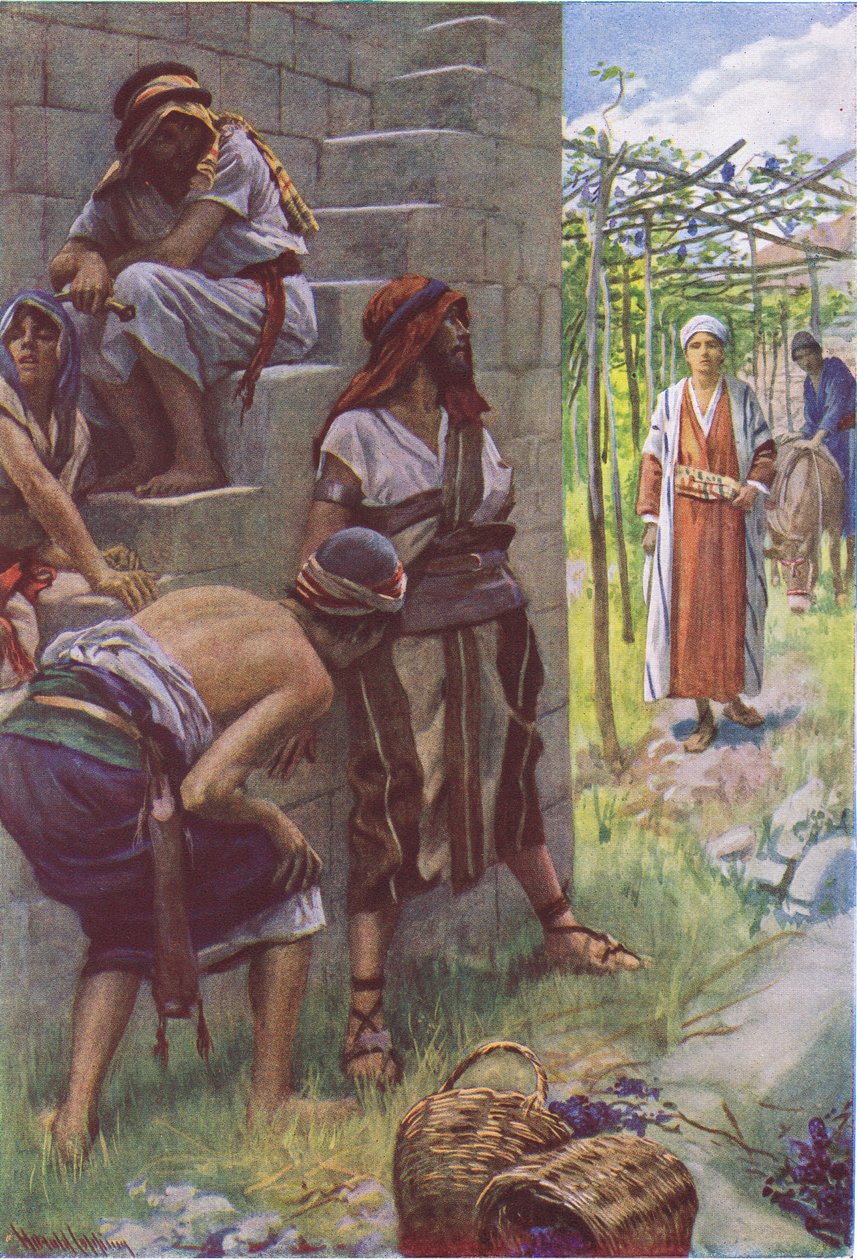 Die bösen Weingärtner, Illustration aus Harold Copping Pictures: The Crown Series, ca. 1920er Jahre von Harold Copping