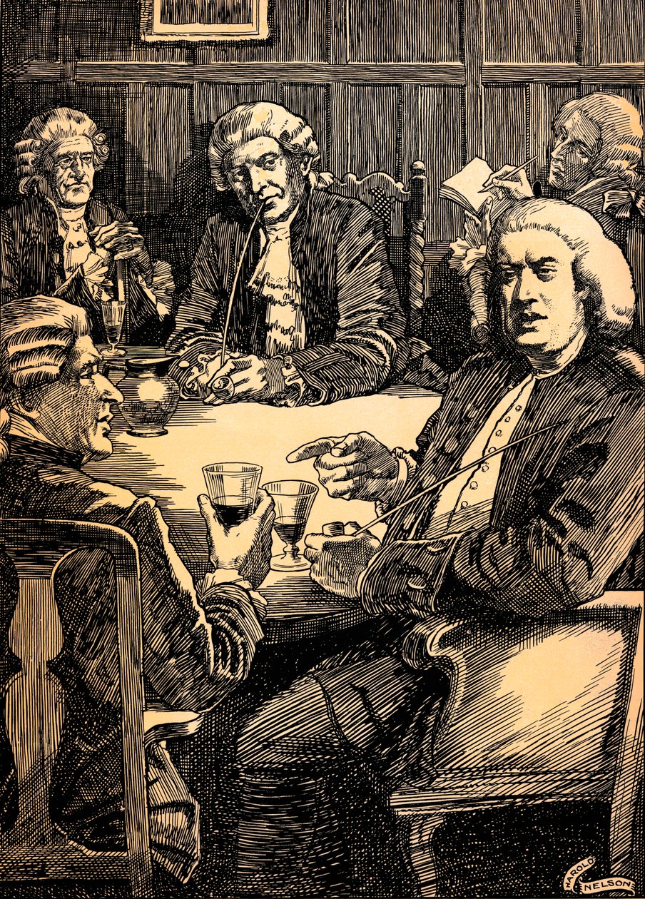 Dr. Johnson diskutiert mit seinen Freunden, ca. 1900, 1912 von Harold Edward Hughes Nelson