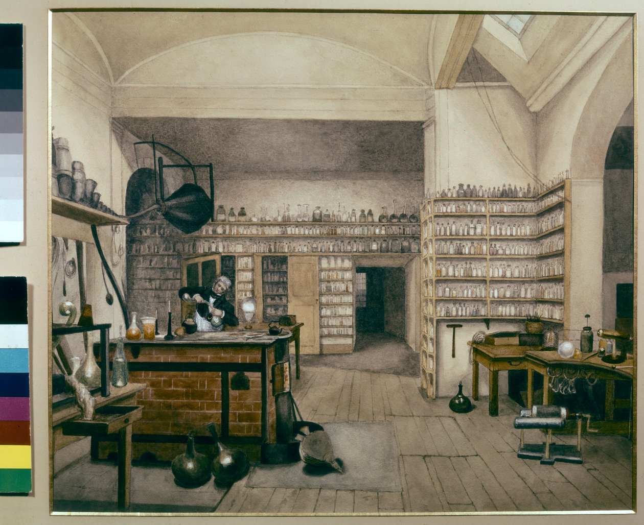 Michael Faraday bei der Arbeit in seinem Labor im Royal Institute von Harriet Jane Moore