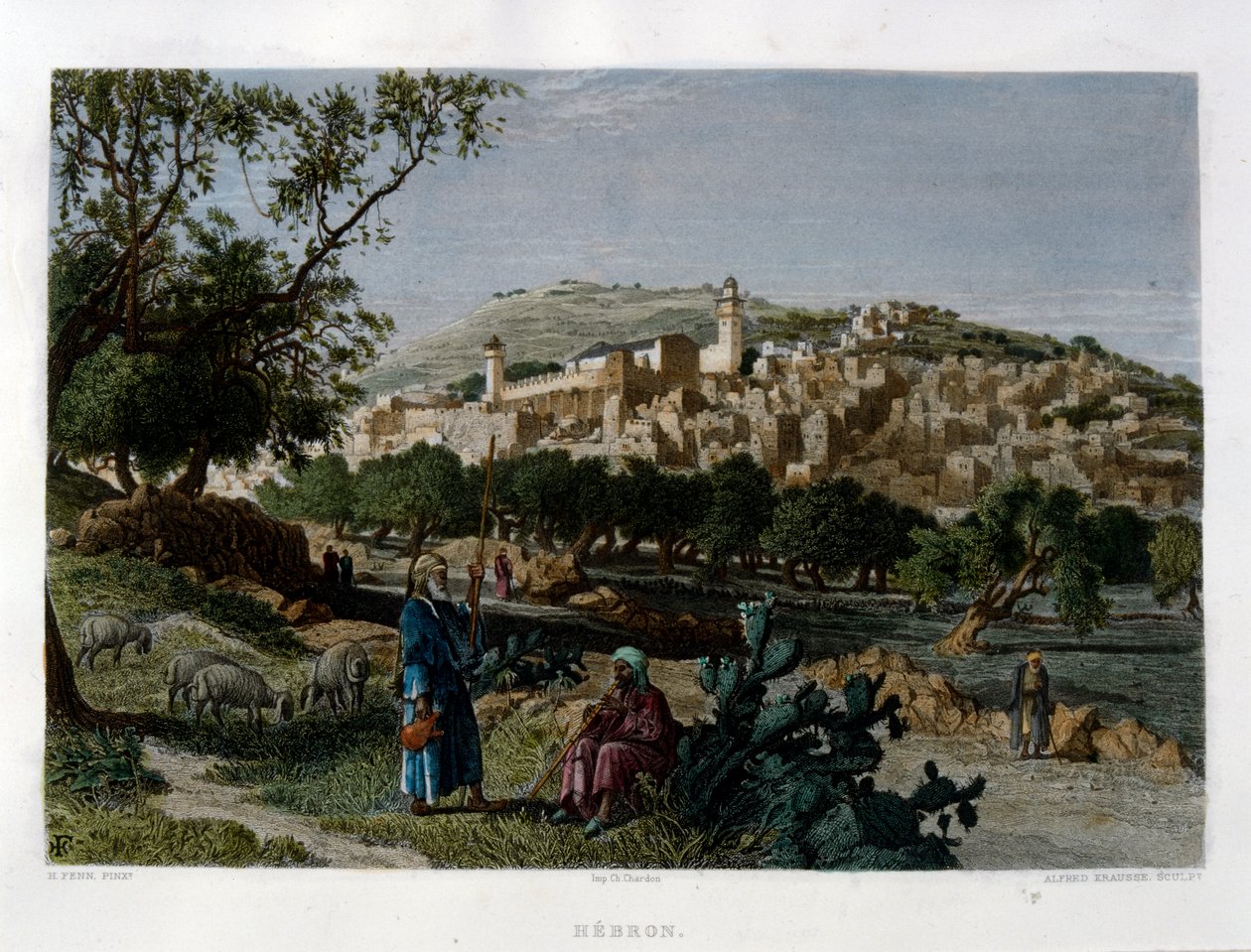 Hebron, graviert von Alfred Krausse nach einem Bild von Harry Fenn, veröffentlicht in Picturesque Palestine, um 1875 von Harry ) Fenn