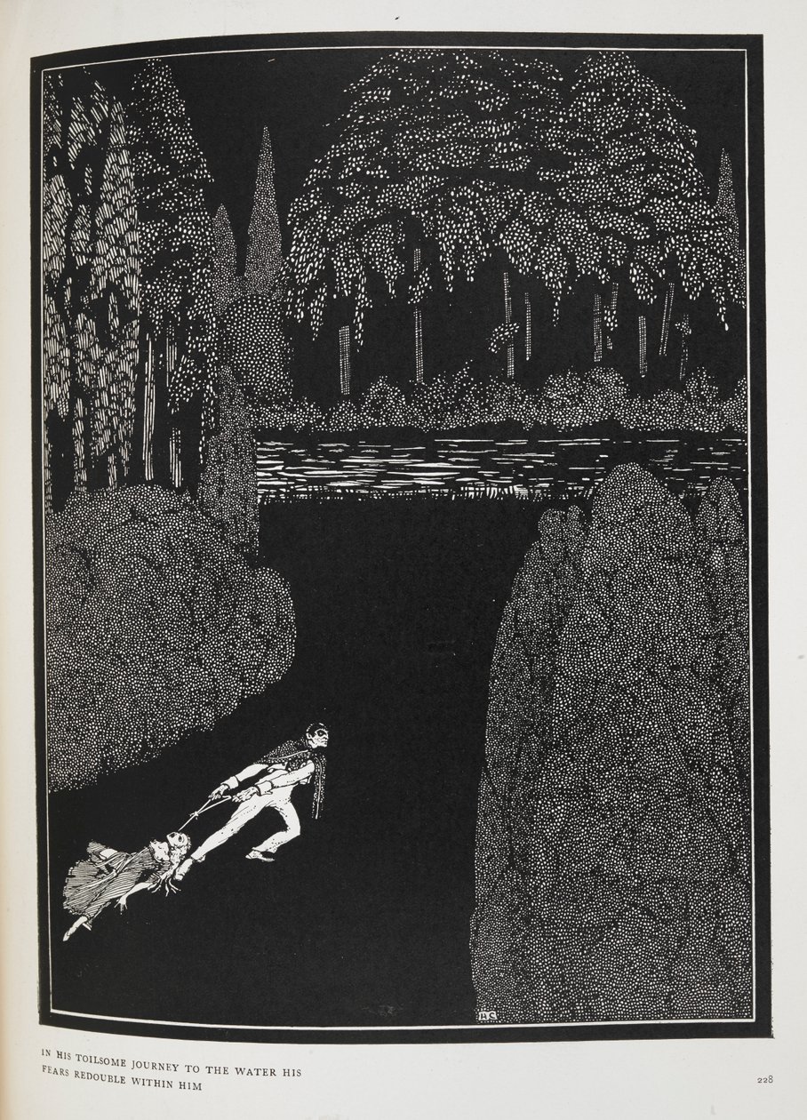 Auf seiner mühsamen Reise zum Wasser verdoppeln sich seine Ängste. Illustration zur Geschichte 