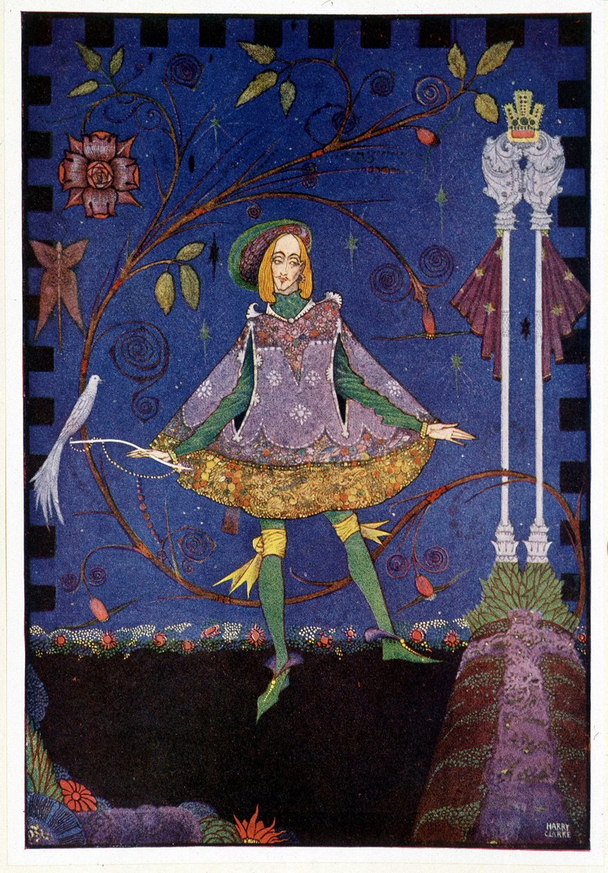 Auf dem Grab des Vaters der Prinzessin wuchs dann ein Rosenstrauch - Der Schweinehirt - in „Märchen“ von Hans Christian Andersen, ill. von Harry Clarke von Harry Clarke