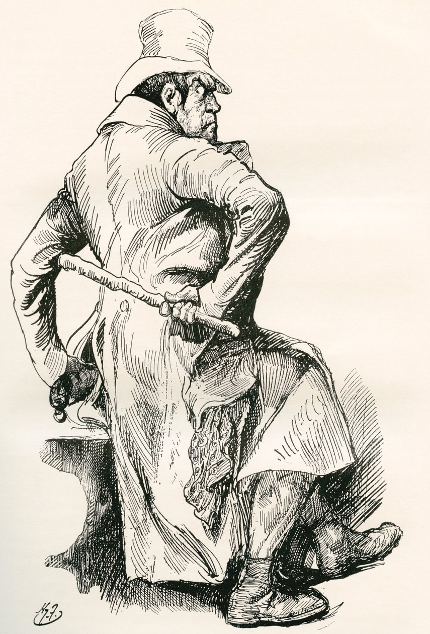 Bill Sikes. Illustration von Harry Furniss für den Charles Dickens Roman Oliver Twist, aus der Testimonial Edition, veröffentlicht 1910 von Harry Furniss