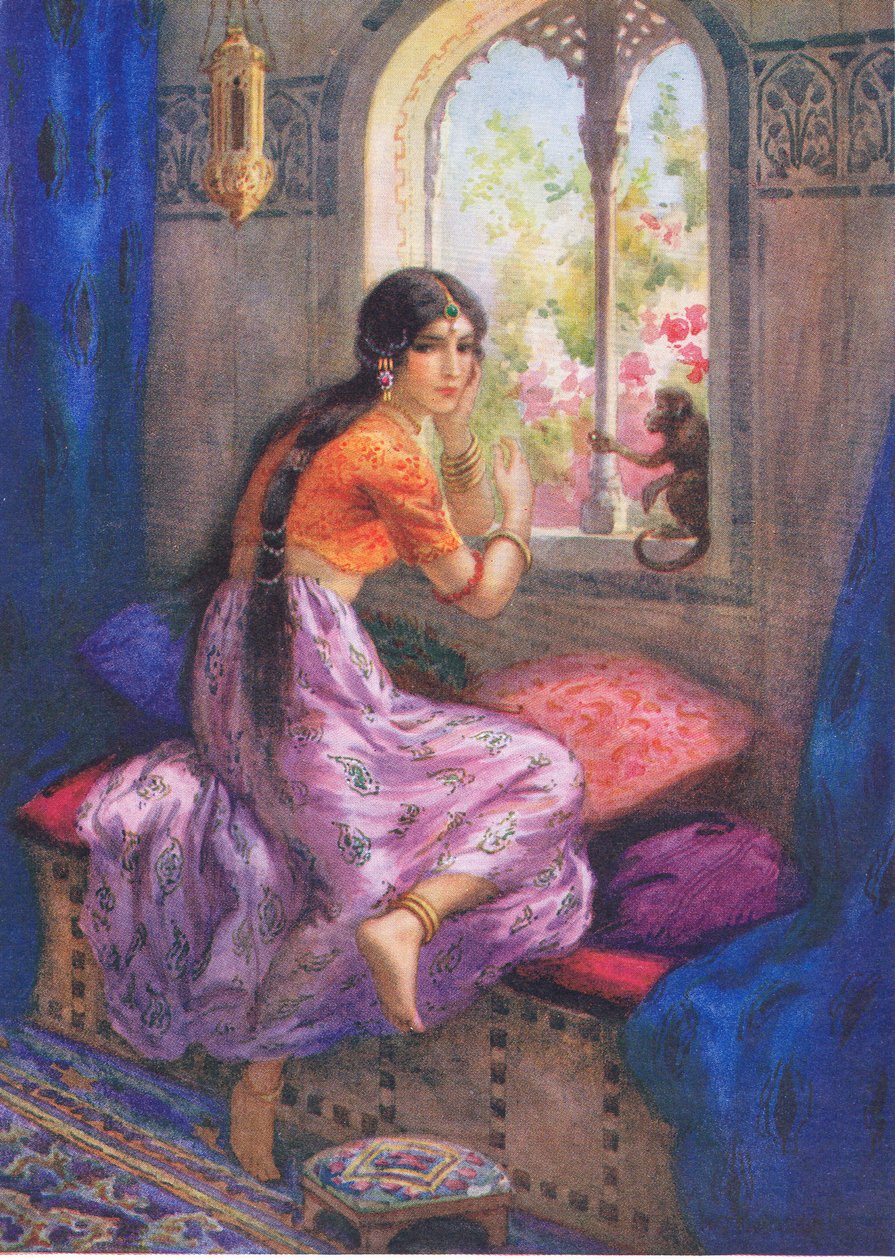 "Rama: Flüsterte Hanuman noch einmal". Aus den Abenteuern von Rama und Sita, Illustration aus 