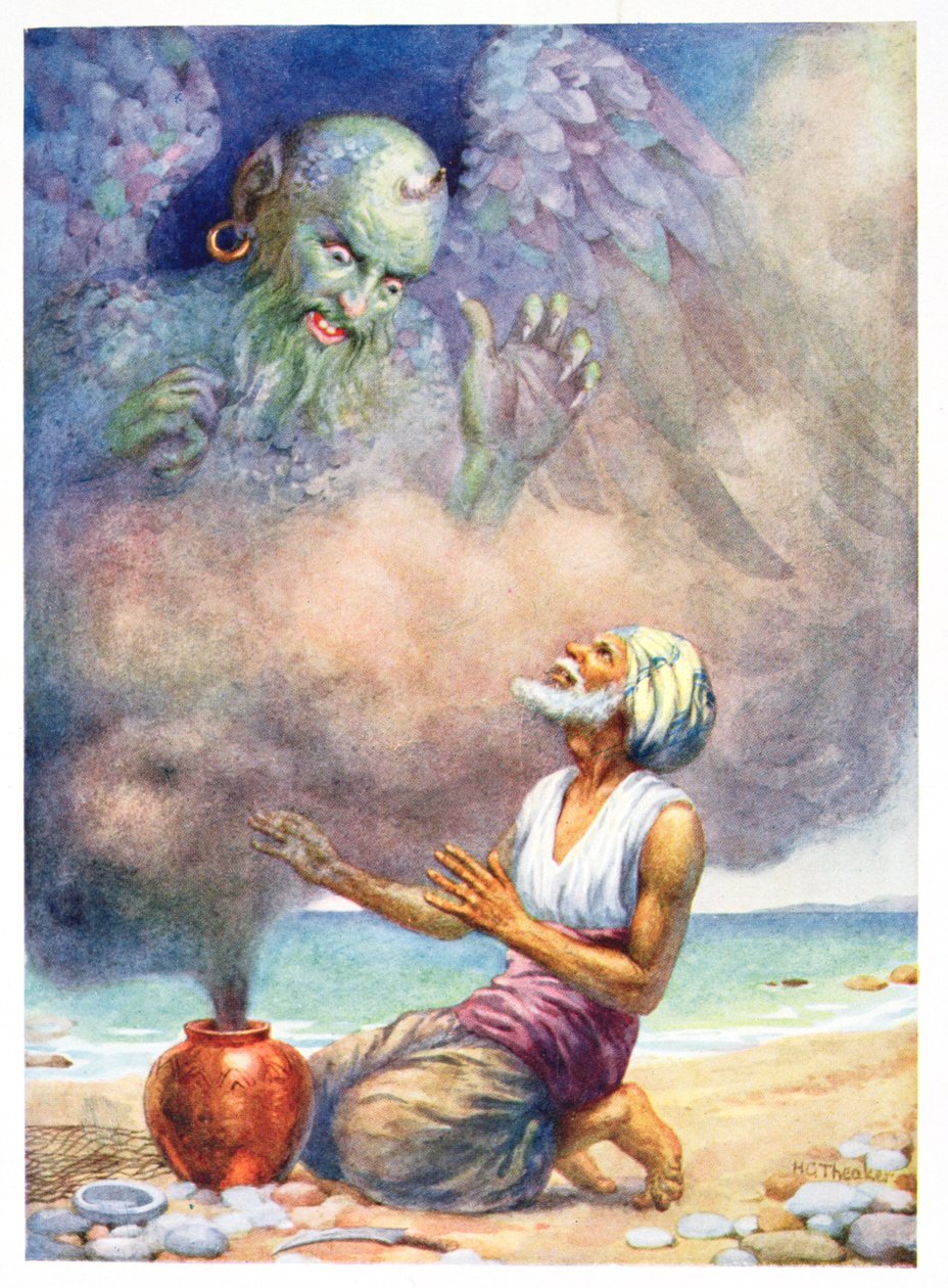 Der Geist entkommt aus der Vase, Illustration aus 