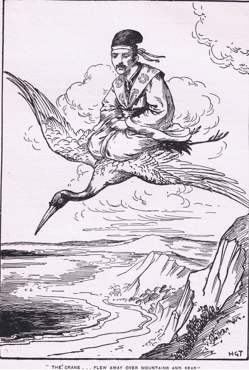 Der Kranich flog über Berge und Meere davon (aus der Geschichte von Sentaro) von Harry George Theaker