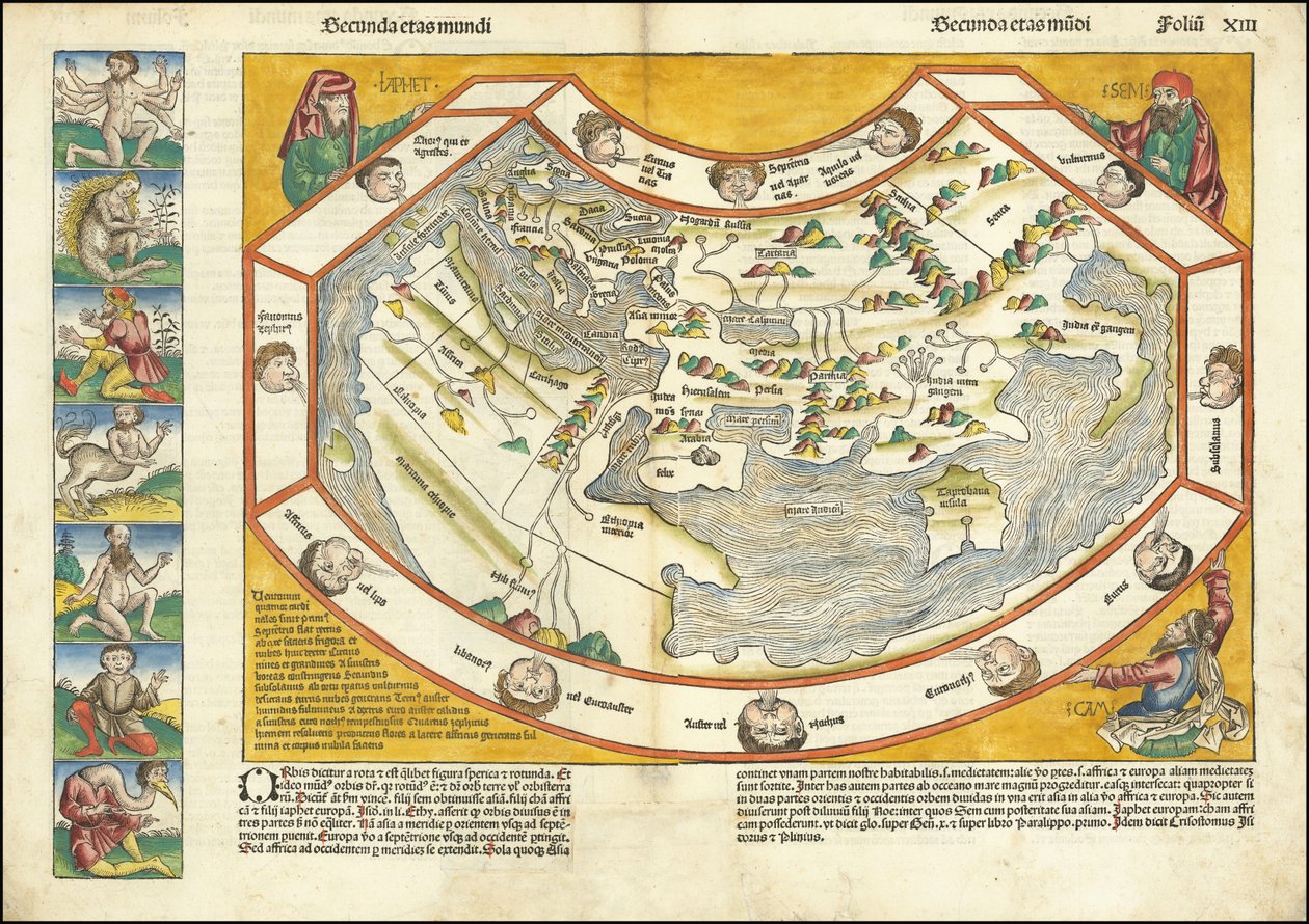 1493 Weltkarte - Secunda etas mundi von Hartmann Schedel