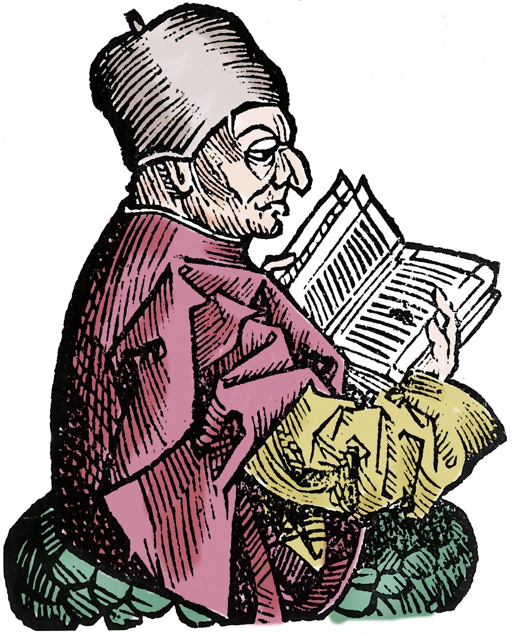 Der Historiker und Theologe Beda Venerabilis (673-735). Holzschnitt aus den „Chroniken von Nürnberg“ von Hartmann Schedel von Hartmann Schedel