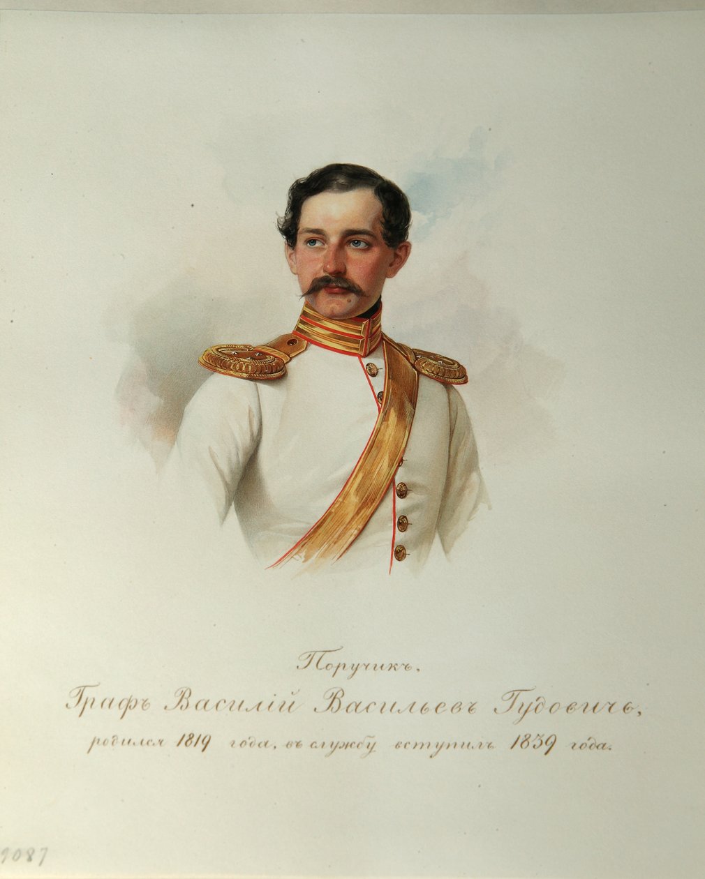Porträt von Graf Vasily Vasilyevich Gudovich 1819-1886 aus dem Album der Kaiserlichen Leibgarde, 1846-1849 von Hau