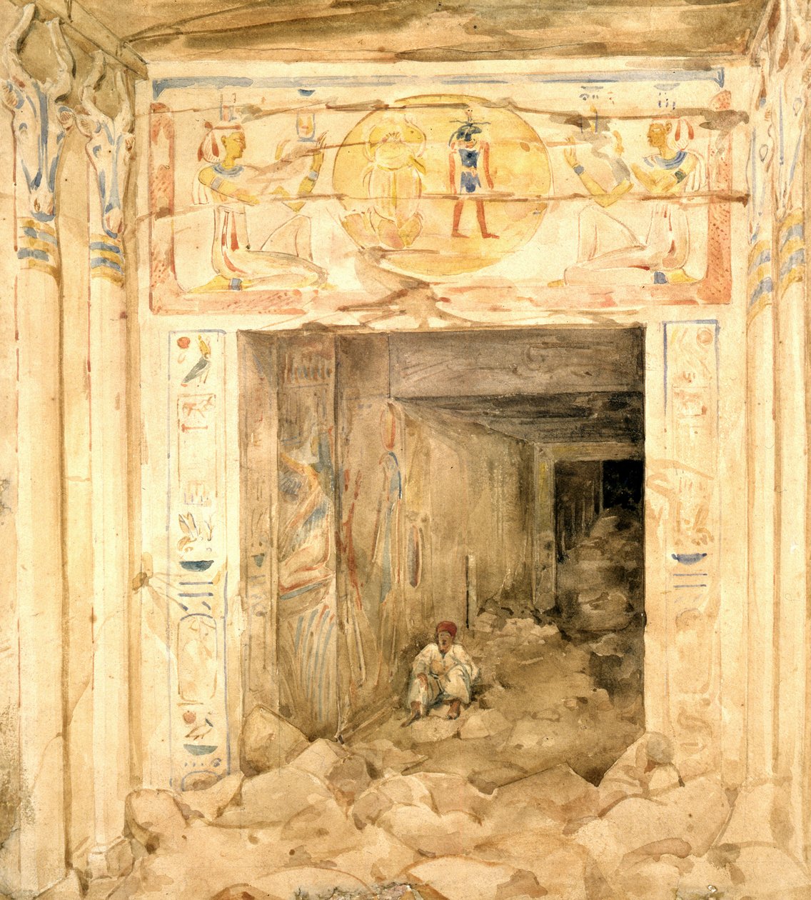 Zerstörtes Inneres des Tempels in Esneh (Esne), Oberägypten von Hector Horeau