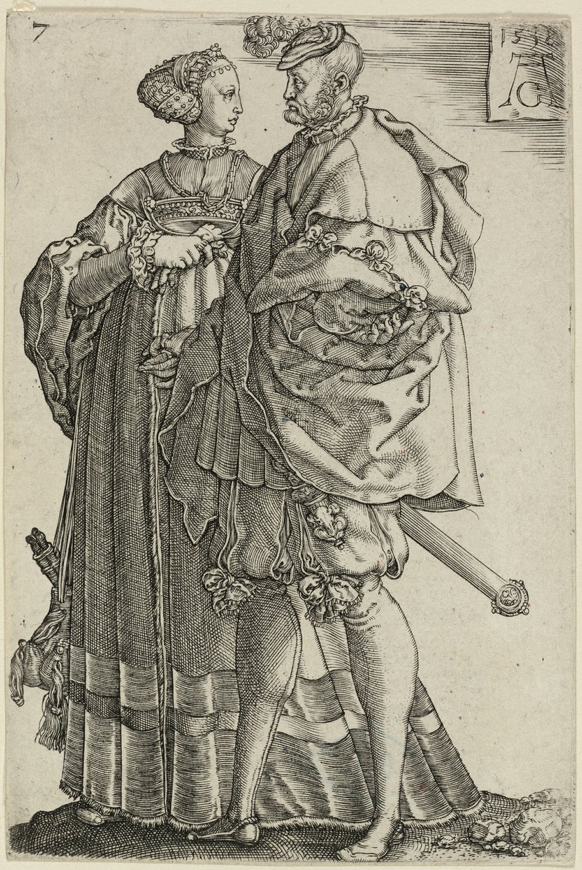 Tanzendes Paar, Platte sieben aus Die großen Hochzeitstänzer von Heinrich Aldegrever
