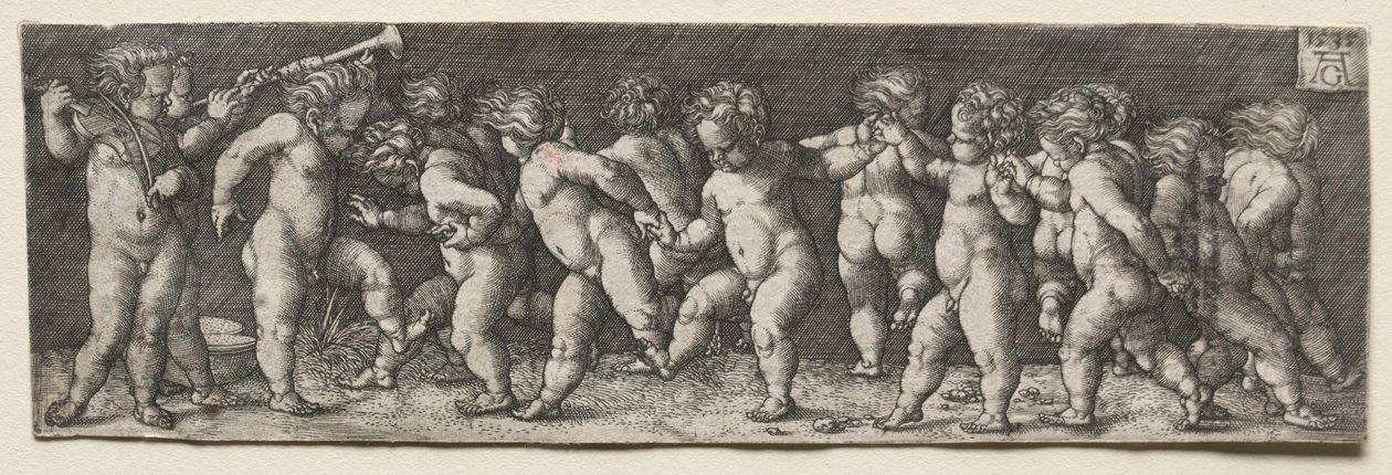 Fünfzehn nackte Kinder tanzen, 1535 von Heinrich Aldegrever