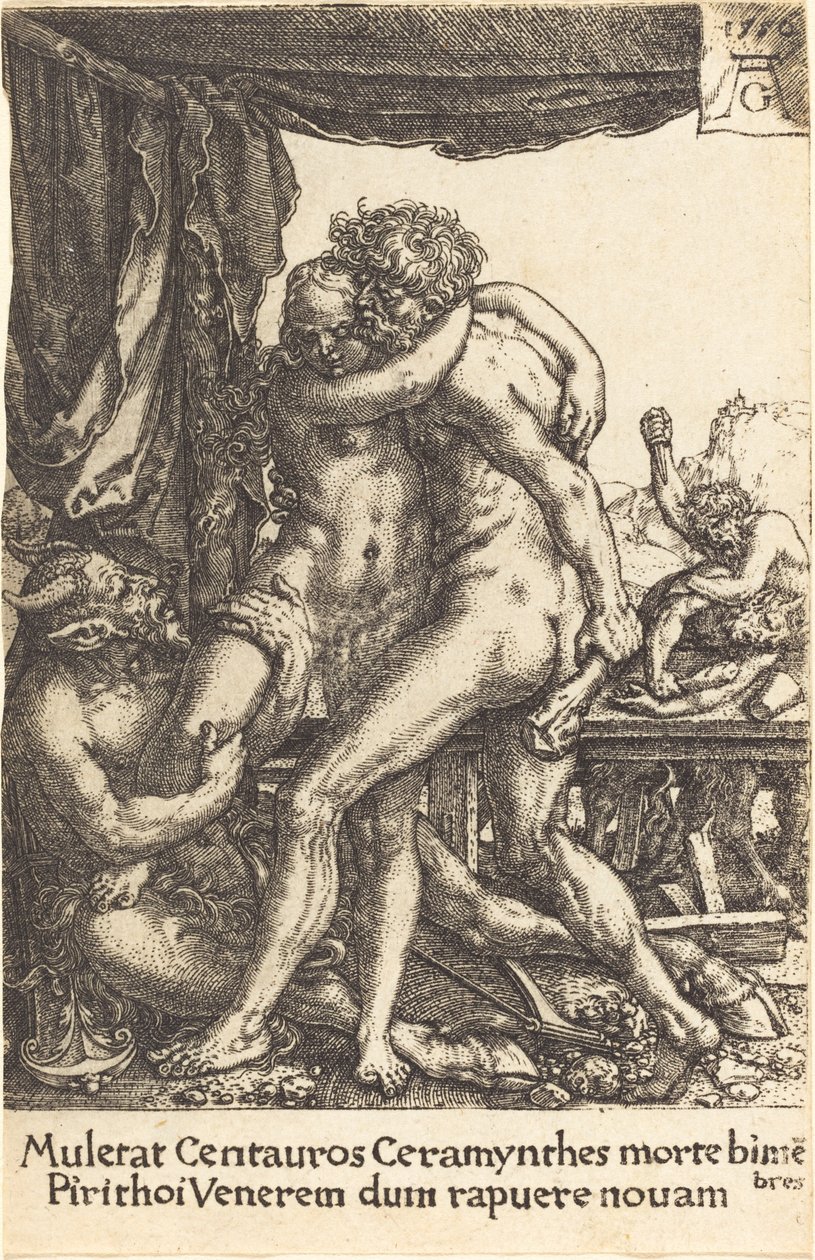 Herkules verhindert den Raub der Hippodamia durch die Kentauren von Heinrich Aldegrever