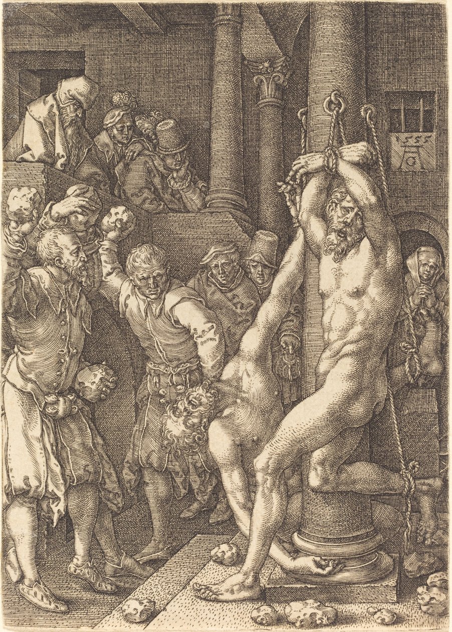 Die beiden Ältesten werden vom Volk gesteinigt von Heinrich Aldegrever