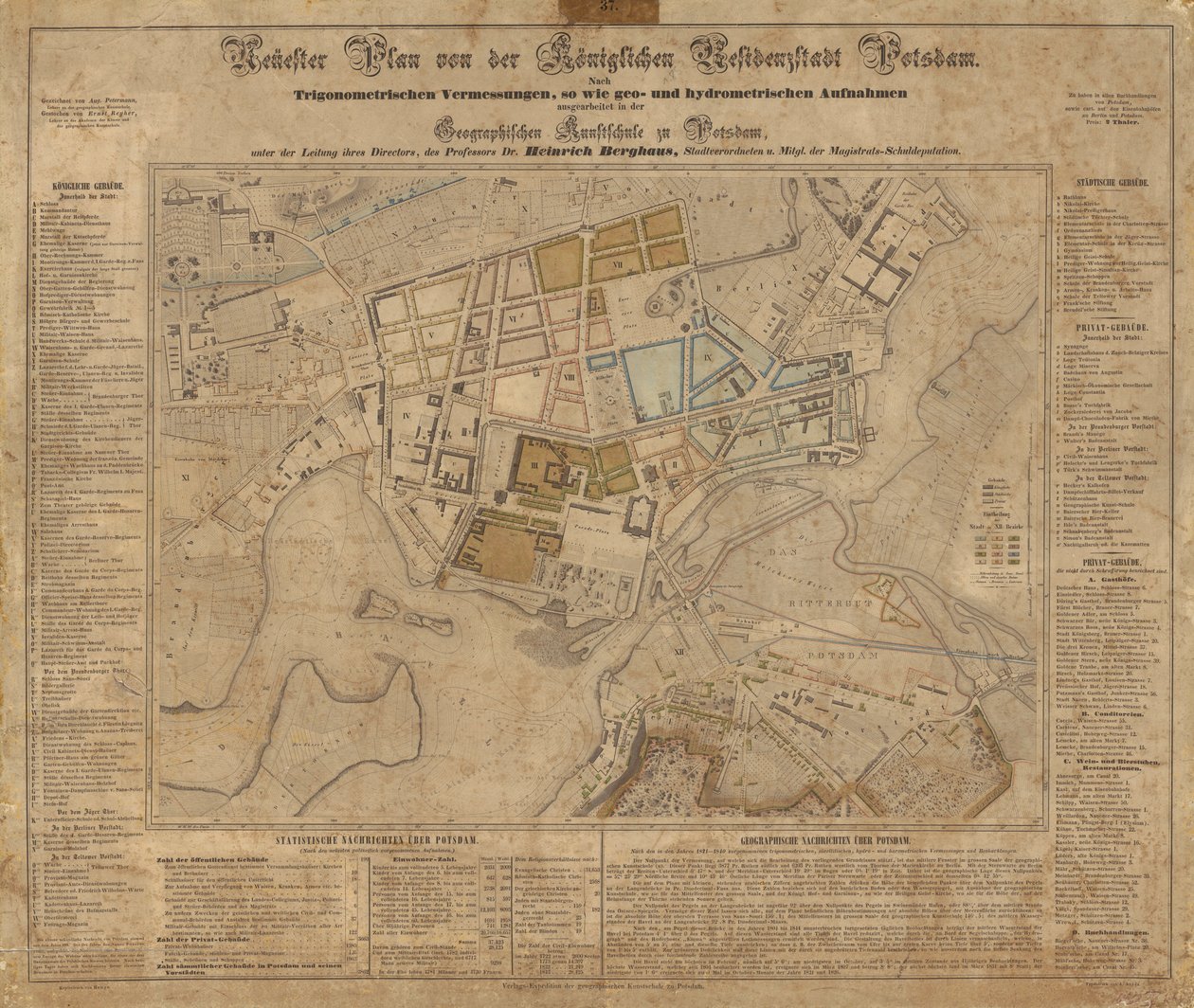Berghaus Plan von Potsdam von Heinrich Berghaus