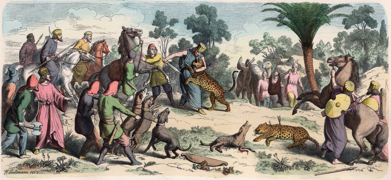 Antiker Orient: Ein persischer König und sein Gefolge auf der Jagd von Heinrich Leutemann