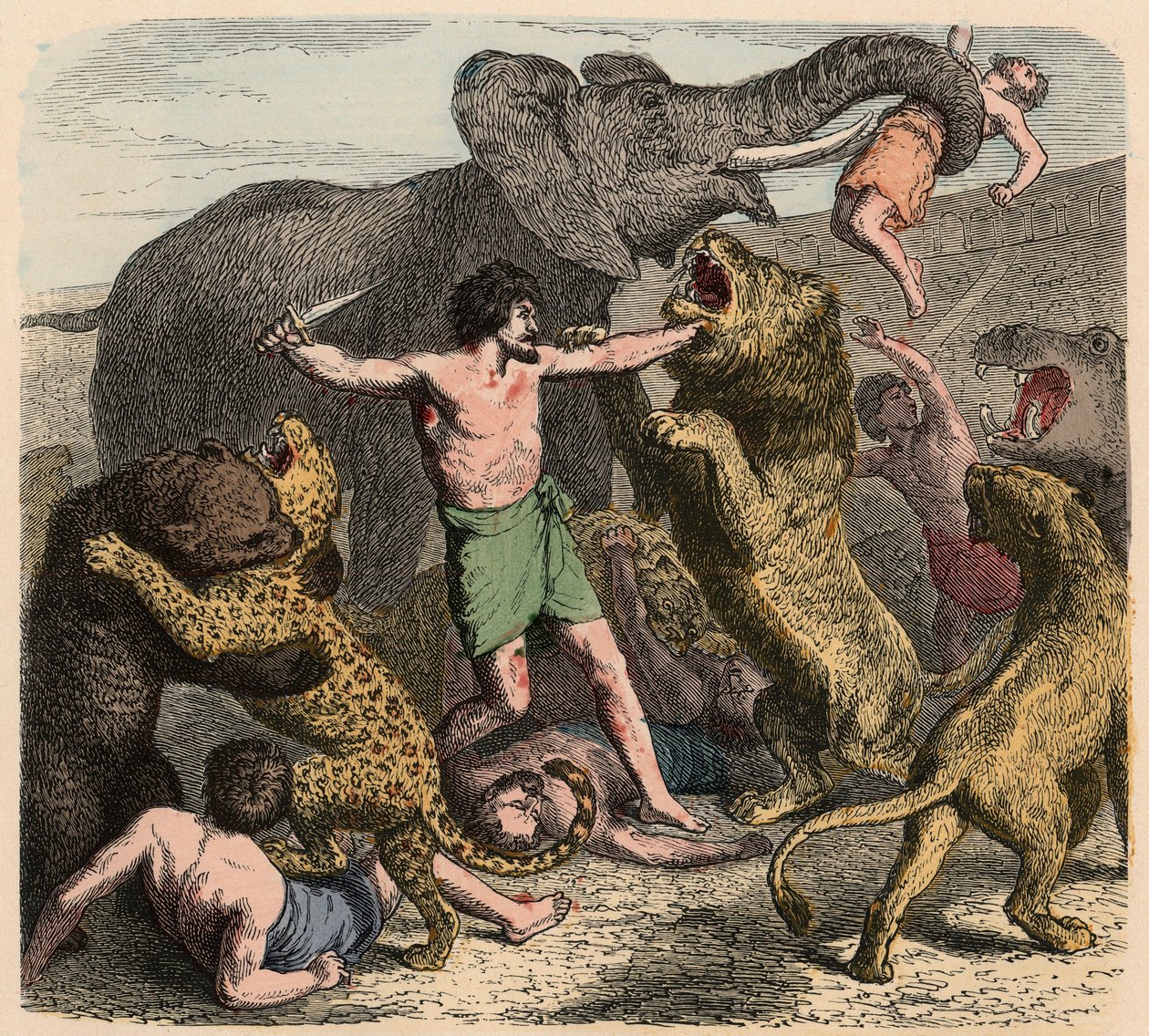 Antikes Rom: Verbrecher werden von wilden Tieren angegriffen, 1866 von Heinrich Leutemann