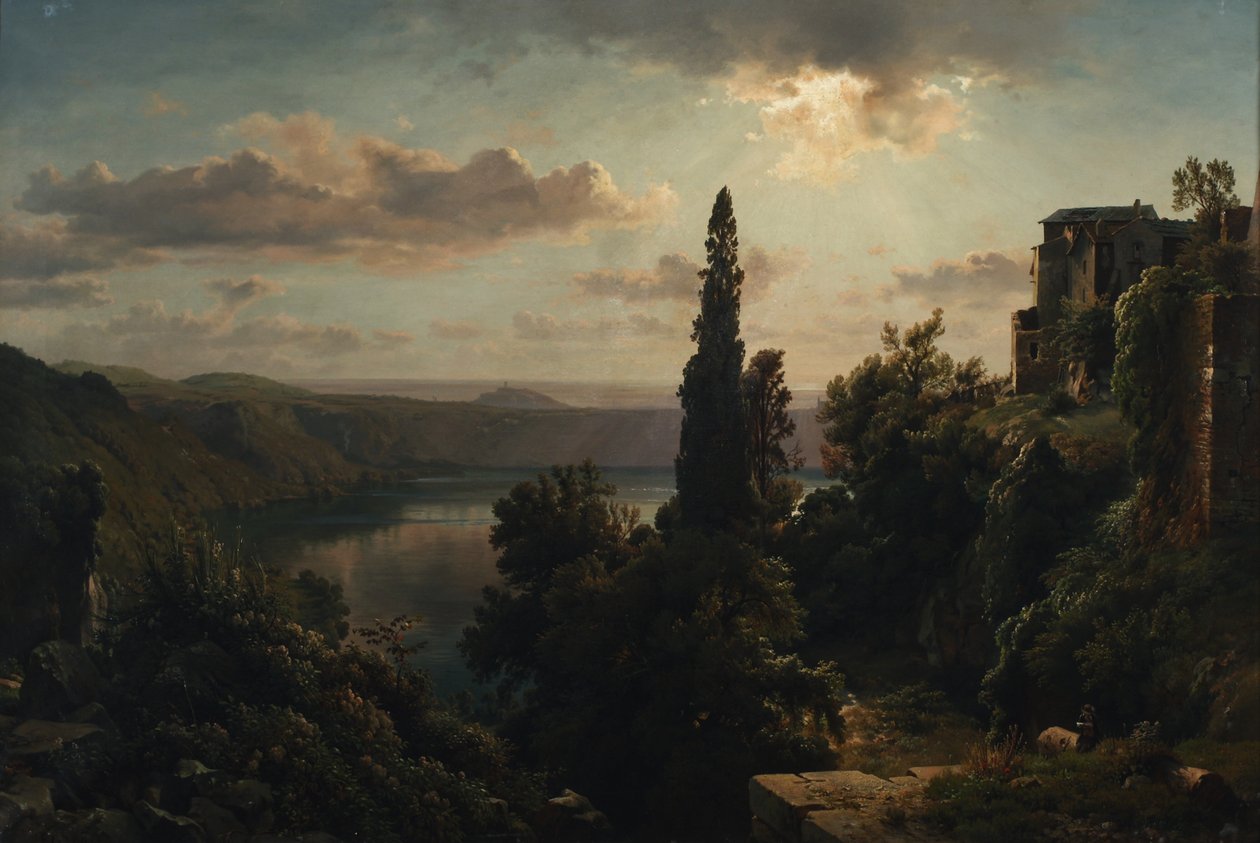 Ansicht des Nemisees im Albanergebirge bei Rom von Heinrich Louis Theodor Gurlitt