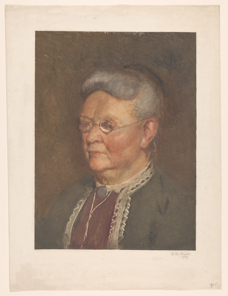 Porträt einer alten Dame von Heinrich M. Krabbé (signed by artist)