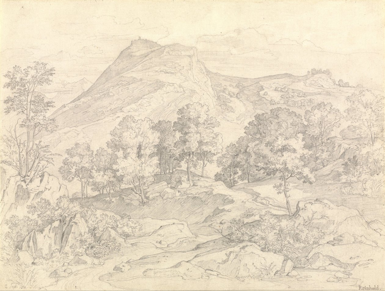 Blick auf Civitella von der Serpentara neben Olevano von Heinrich Reinhold