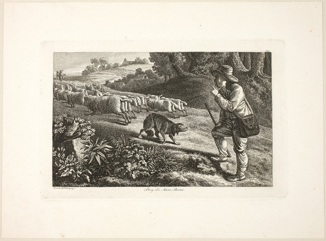 Arkadischer Hirtenjunge und seine Schafherde von Heinrich Reinhold