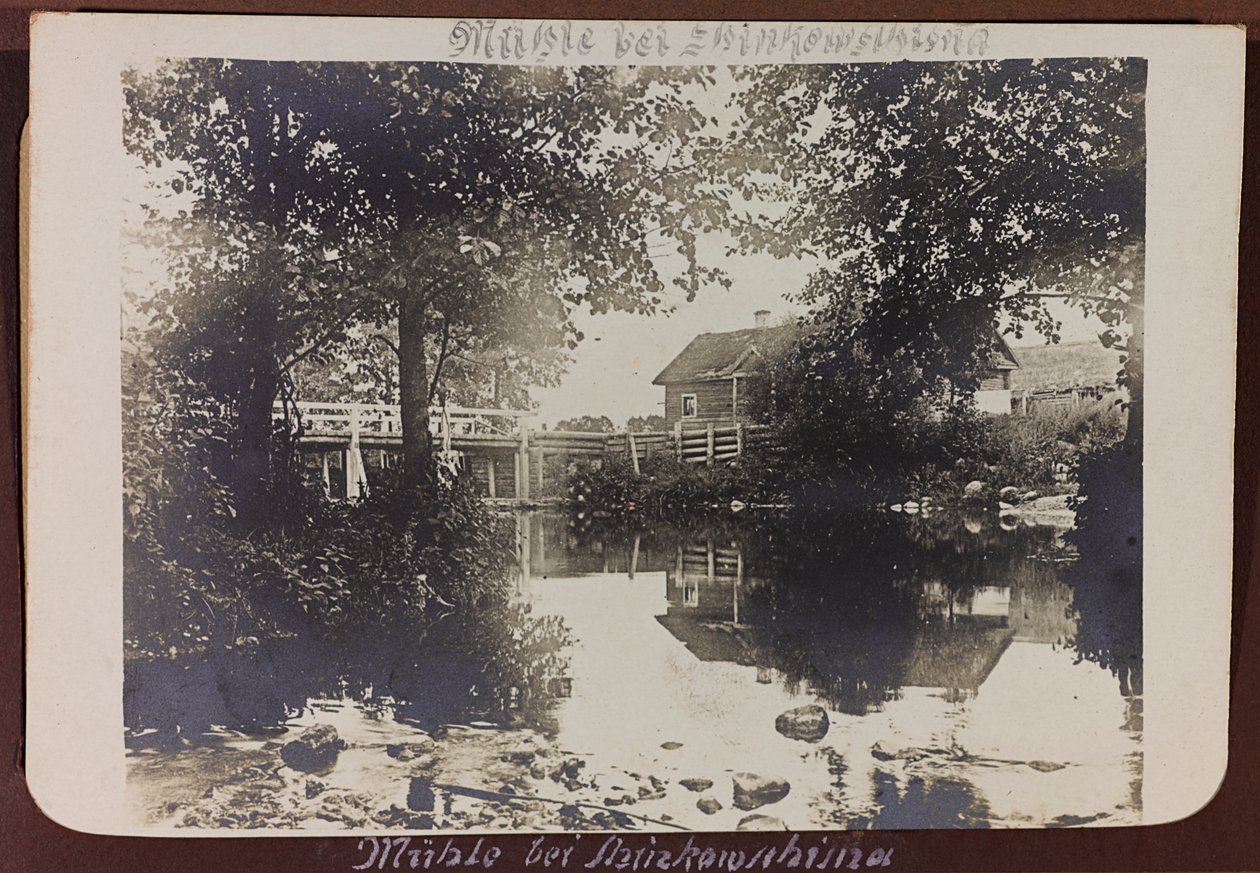 Erster Weltkrieg: die Ukraine in den Jahren 1914-1916 während der Invasion der deutschen Armee. Brücke über den Fluss von Heldenfriedhof Dsessentniki (attr. to)