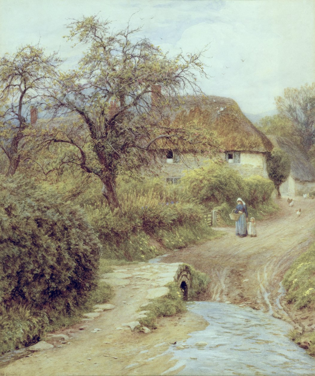 Ein Bauernhof auf einem Hügel, Symondsbury, Dorset von Helen Allingham