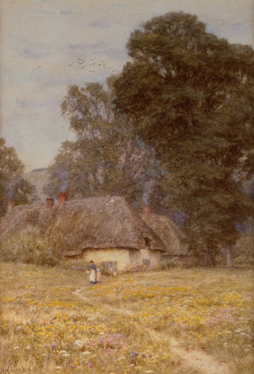 Cottages in Quidhampton, in der Nähe von Salisbury von Helen Allingham