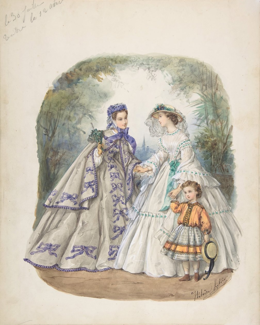 Illustration für eine französische Modezeitschrift, ca. 1862 von Heloise Leloir