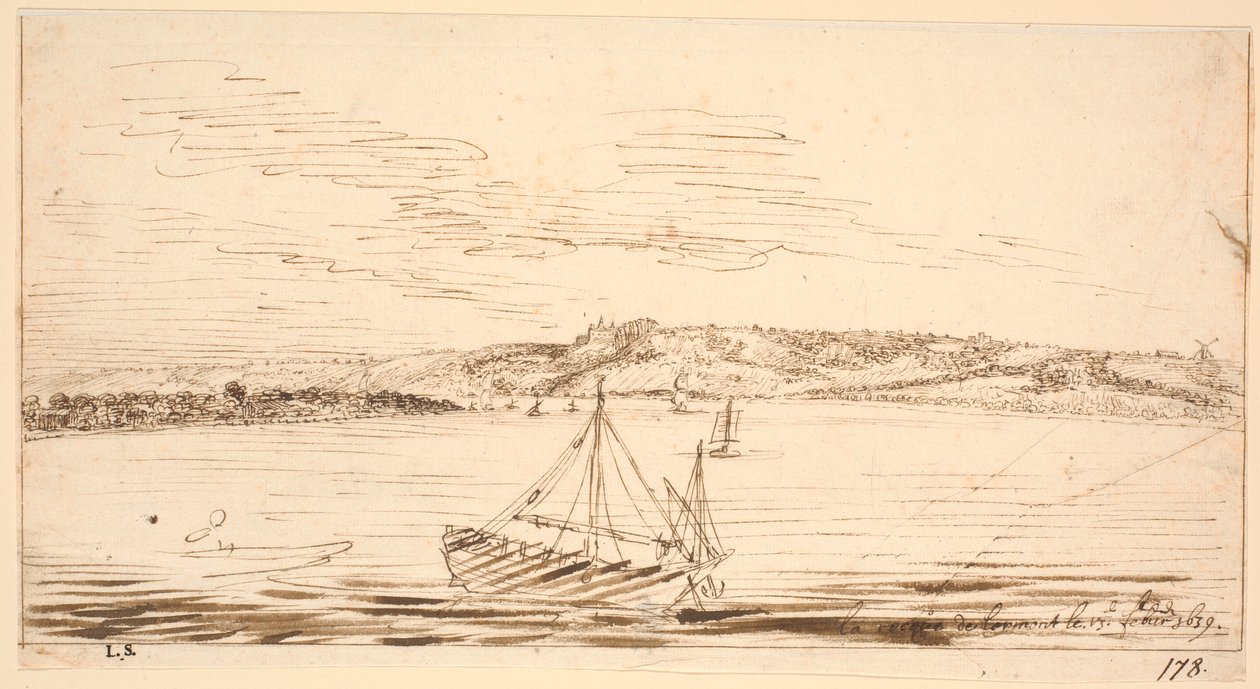Flussansicht von Lormont, Bordeaux, von der Garonne aus gesehen von Hem