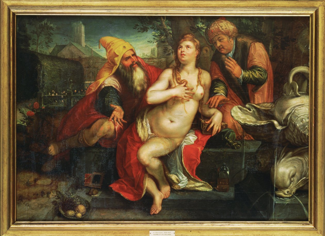 Susanna und die Ältesten von Hendrick (attr. to) Goltzius