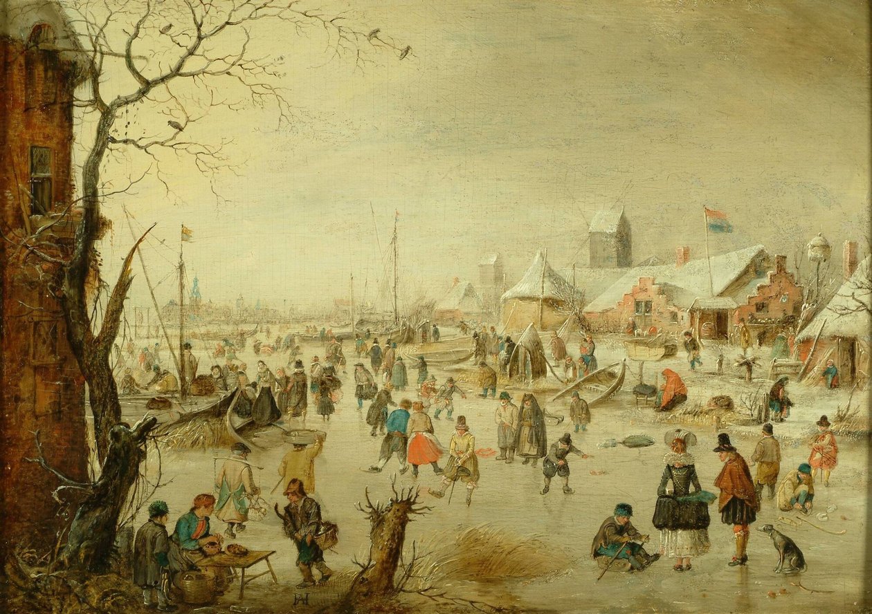 Winterlandschaft mit Schlittschuhläufern von Hendrick Avercamp