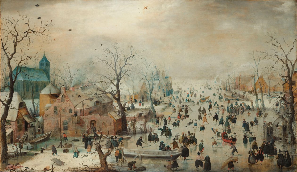 Winterlandschaft mit Schlittschuhläufern von Hendrick Avercamp