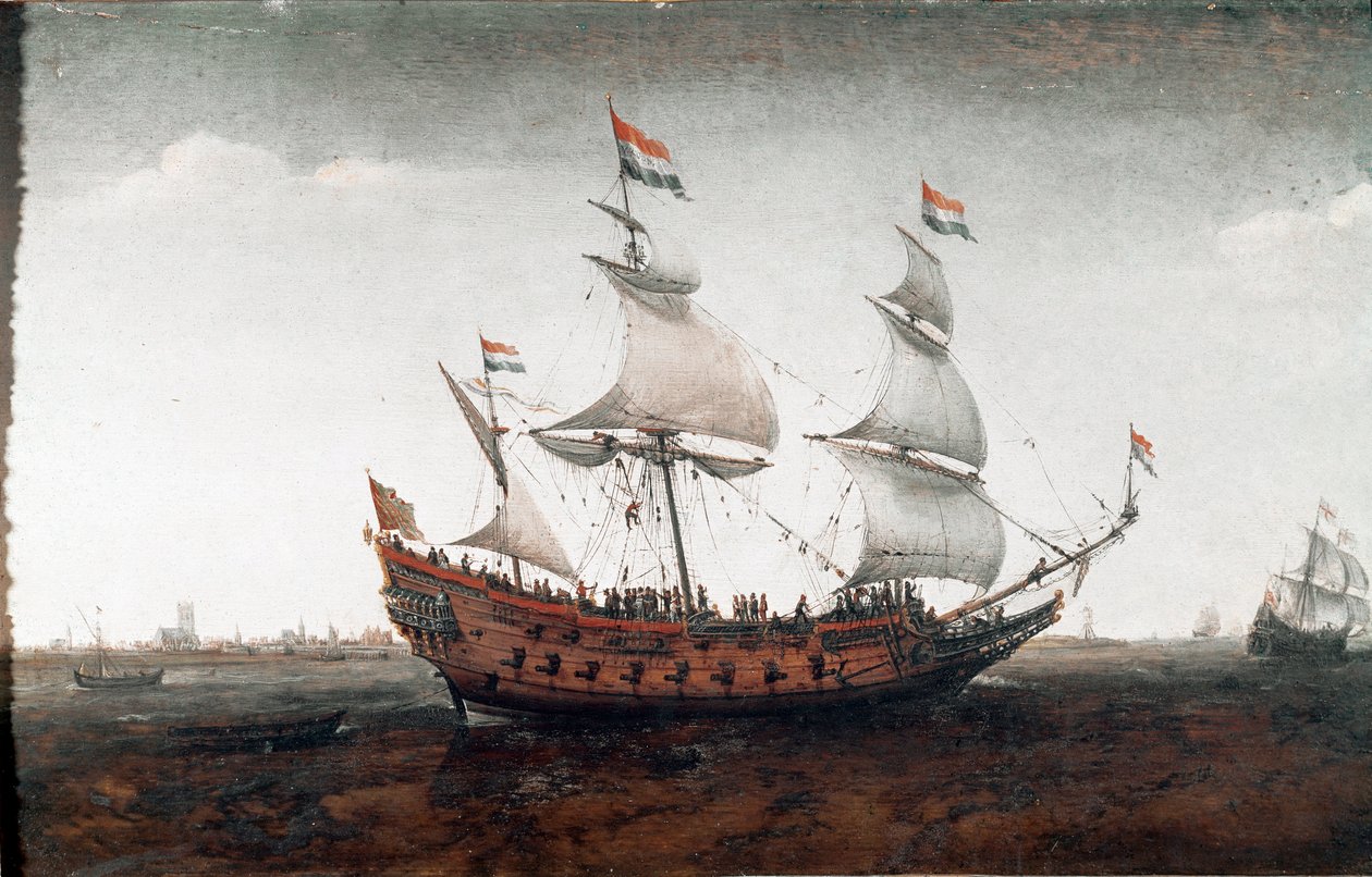 Niederländisches Schiff auf hoher See von Hendrick Cornelisz. Vroom