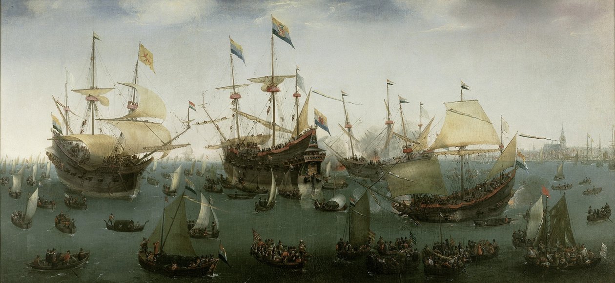 Die Rückkehr nach Amsterdam der zweiten Expedition nach Ostindien, 19. Juli 1599 von Hendrick Cornelisz. Vroom